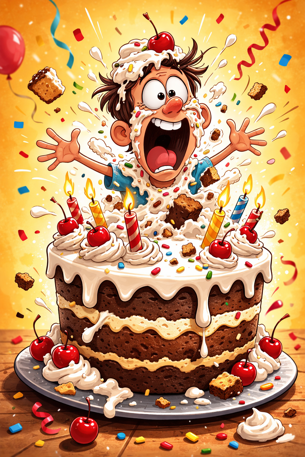 Шаблон открытки торт с сюрпризом