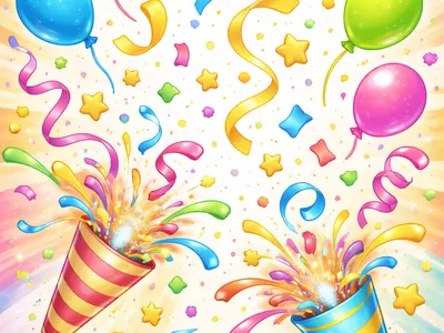 Шаблон открытки весёлое конфетти